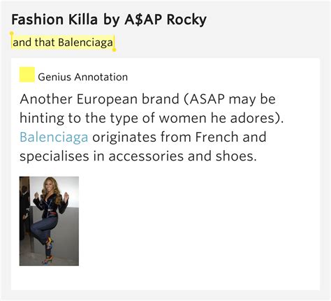 And that Balenciaga – Fashion Killa by A$AP Rocky