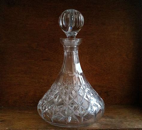 Vintage English Crystal Glass Decanter, Large & Heavy on Luulla