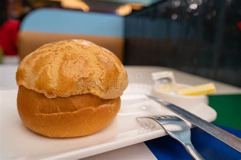 Close-up View of a Pineapple Bun with Butter Stock Photo - Image of ...