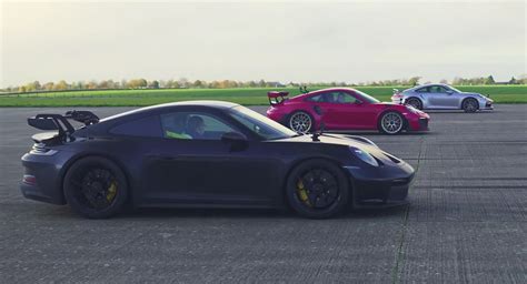 AWD Proves Itself Yet Again In 911 Turbo S Vs. 911 GT3 Vs. 911 GT2 RS Drag Race | Carscoops