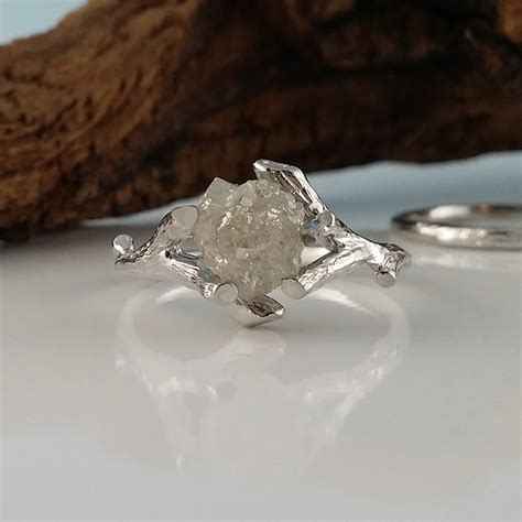 Dawn Vertrees Raw Uncut Rough Engagement Wedding Rings: Raw Uncut Rough Twig Diamond Solitaire ...