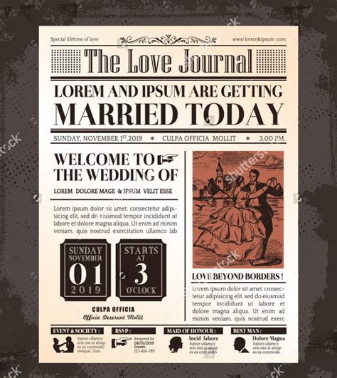 Wedding Newspaper Templates - 7+ Word, PDF, PSD, Indesign Format ...