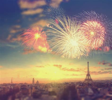 Fireworks Over Eiffel Tower in Paris, France Stock Image - Image of ...