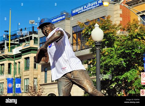 The statue of Ron Santo in front of the Addison and Sheffield entrance ...