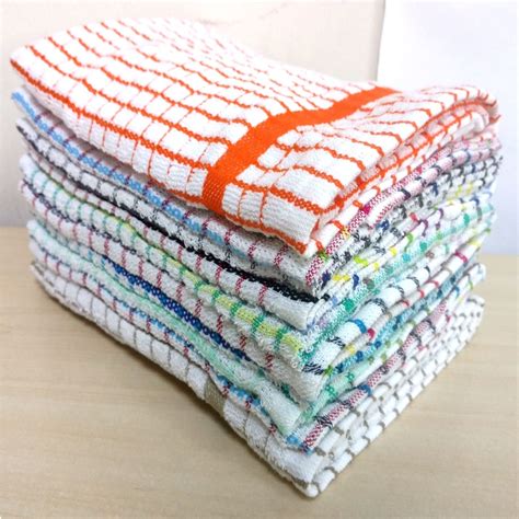 Pack Of 10 Assorted Large Multi Terry Cotton Tea Towels Set Kitchen Dish Cloths Cleaning Drying ...