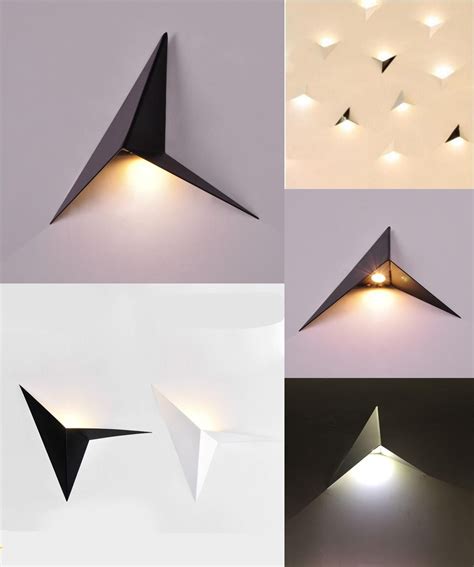 [Visit to Buy] Modern Simple Geometric Iron Triangle Axo Led 1/3w Wall Lamp For Bedroom Bedside ...