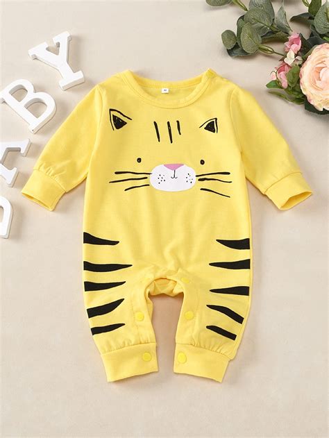 Baby Boy Cartoon Tiger Print Popper Jumpsuit Size 86
