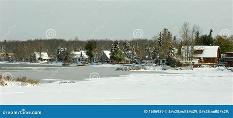 Lake in Winter stock image. Image of cottages, trees, lake - 1606939