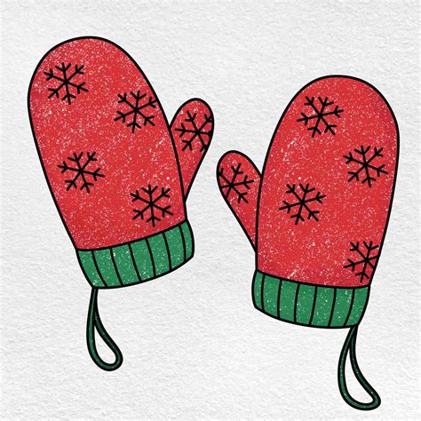 Christmas Mittens Drawing - HelloArtsy