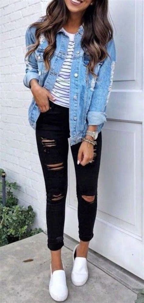 Denim jacket outfit ideas, Jean jacket | Spring Outfits For Women ...