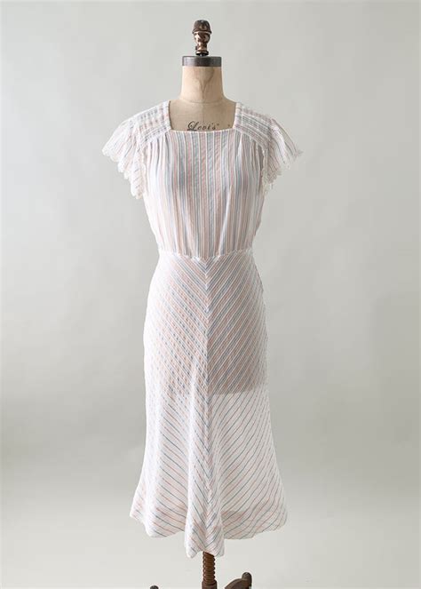 Vintage 1930s Cotton Striped Dress - Raleigh Vintage