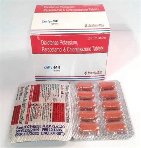 Diclofenac Potassium 50 Mg PCM 325mg Chlorazoxazone 2 Tablets at Rs 610 ...