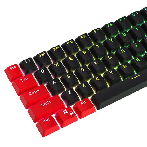 Buy WHYSP 61 Keycaps 60 Percent, Red and Black Keycaps Set PBT OEM Custome Keycap with Key ...