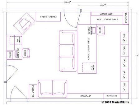 Studio floor plan | Maria Elkins | Craft room office, Sewing room ...