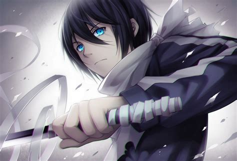 Yato Noragami HD Wallpaper: Scarf, Sword, and Blue Eyes by TID