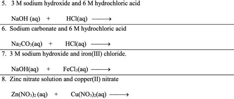 Solved 5. 3 M sodium hydroxide and 6 M hydrochloric acid | Chegg.com