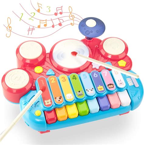 CubicFun 5 in 1 Set di Pianoforte Tamburo Giochi Bambini 1 Anno Giochi Musicali Tastiera ...