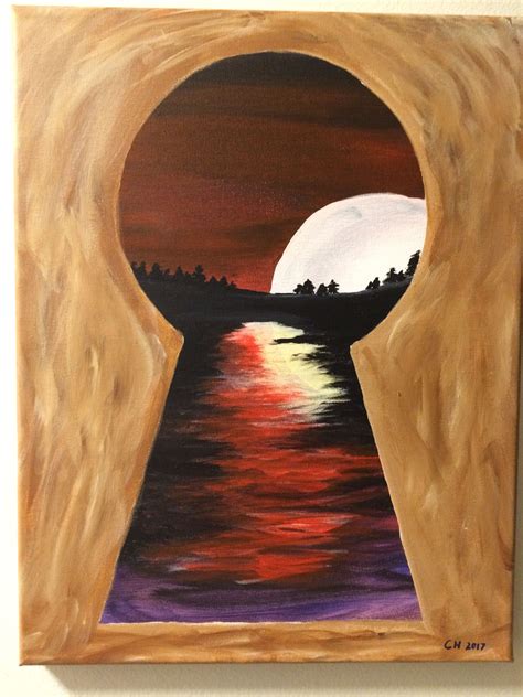 Looking through the keyhole (painted April 13, 2017) | Painting, Easy canvas painting, Canvas ...