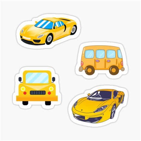 "Vehicles Pack For Kids, Six Cartoon Cars For Kids" Sticker for Sale by amersoliman | Redbubble