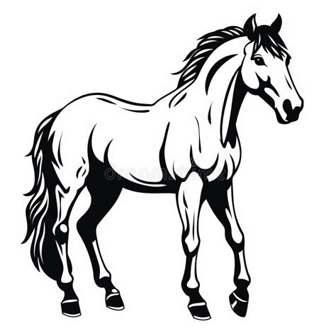 Black and White Horse Drawing: Hd Stencil Style Svg Cutout Clip Art Stock Illustration ...