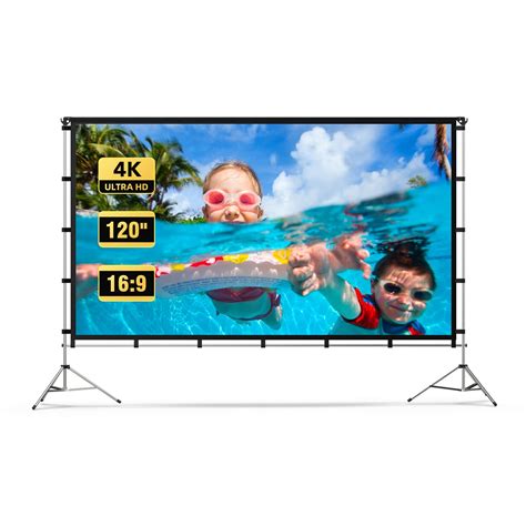 Projector Screen Outdoor, Vamvo Portable Projector Screen with Stand ...