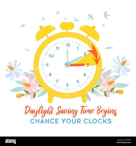 Daylight Saving Time Begins banner. Spring Forward. Guide banner with ...