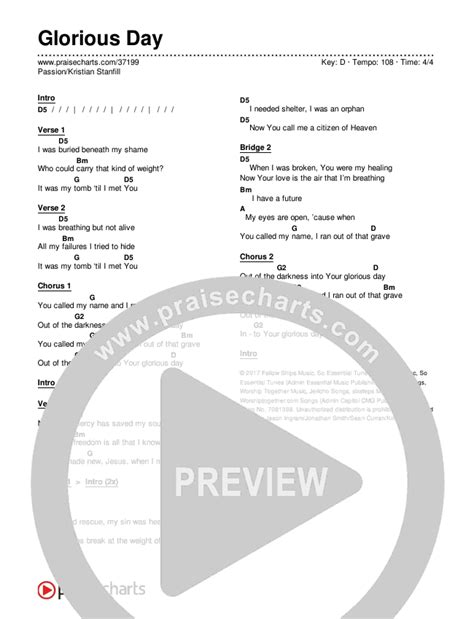 Glorious Day Chords PDF (Passion / Kristian Stanfill) - PraiseCharts