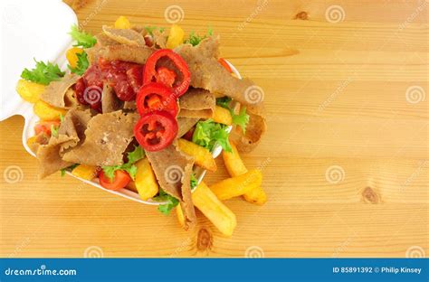 Doner Kebab Meat and Chips in a Take Away Box Stock Photo - Image of away, gyro: 85891392