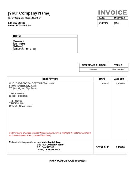 Trucking Company Invoice Template