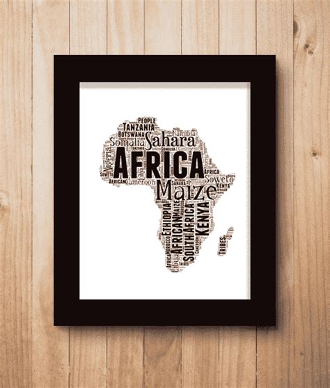 Personalised Africa Map Word Art Picture Print