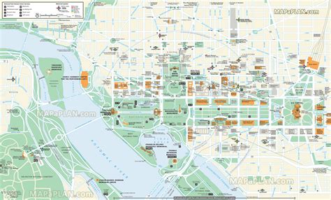 Washington DC map - Free street names map of the Mall & surrounding ...