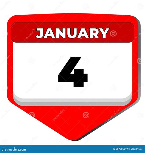 4 January Vector Icon Calendar Day. 4 Date of January. Fourth Day of ...