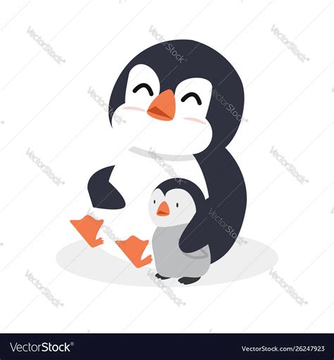 Cartoon penguin hug with baby Royalty Free Vector Image