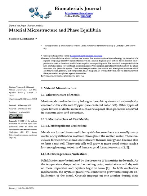 Biomaterials Journal: Material Microstructure and Phase Equilibria | PDF