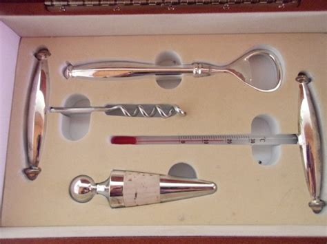 Silver Sommelier tools in wooden box - Catawiki