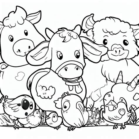 Desenhos de Animais de Fazenda Fofos para Colorir e Imprimir - ColorirOnline.Com