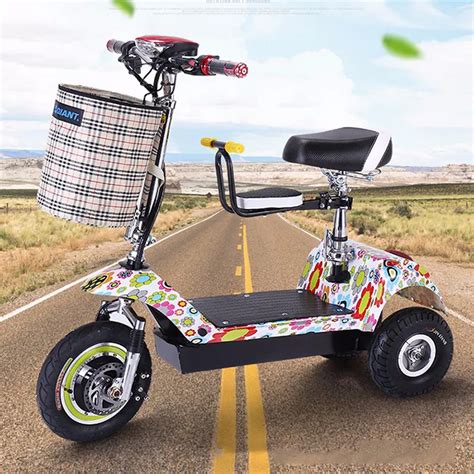 Adults Electric Tricycle Citycoco Electric Scooter Foldable Collapsible with children's seat and ...