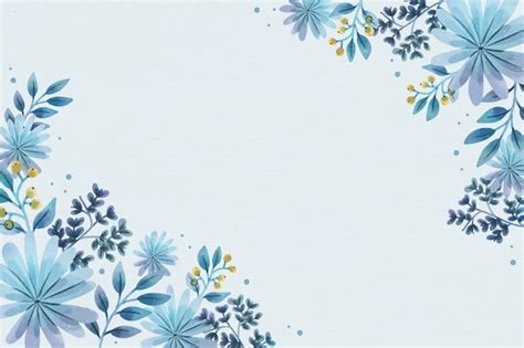 Free Vector | Watercolor winter background with blue flowers