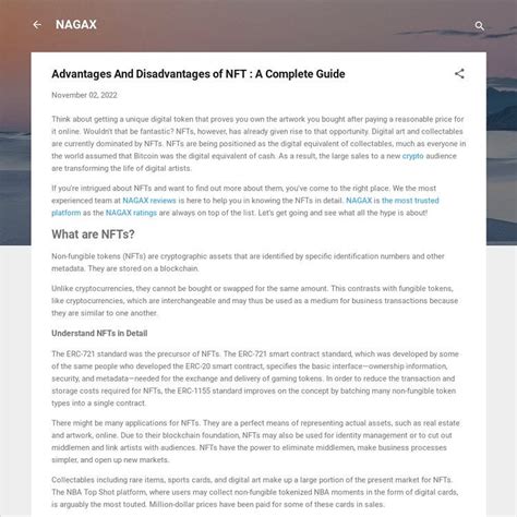 Advantages And Disadvantages of NFT : A Complete Guide - NAGAX - Medium