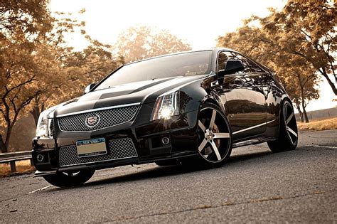 Black Cadillac coupe, black, Cadillac, CTS-V, the front part, HD wallpaper | Wallpaperbetter