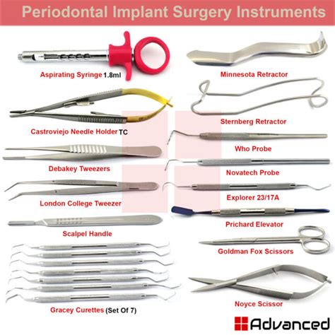 Range Of Periodontal Instruments Dental Implants Set Oral Surgery Root ...