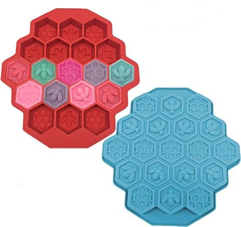 Amazon.com: 2Pcs 19 Cavities Honeycomb Bees Silicone Cake Mould Soap DIY Ice Tray Muffin Cookie ...
