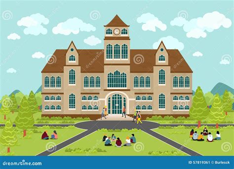 University Or College Building Stock Vector - Image: 57819361