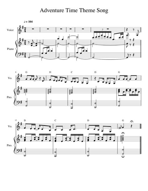 Adventure Time Theme Song Sheet music for Piano, Voice | Download free in PDF or MIDI ...