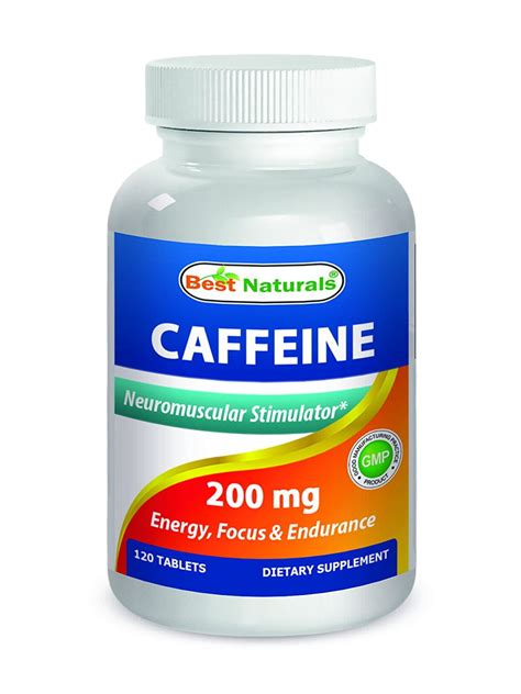 Best Naturals Caffeine Pills 200mg 120 Tablets - Non Habit - Proven No Crash or Jitters ...