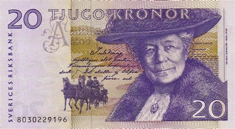 Sweden 20 Swedish Krona banknote 2008 Selma Lagerlöf|World Banknotes ...