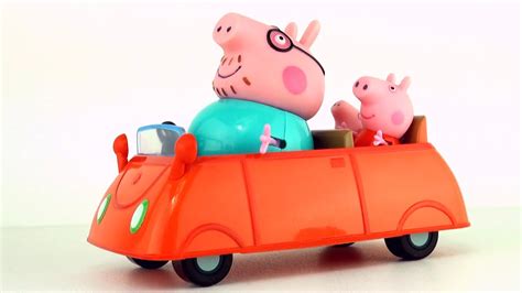 Peppa Pig's Car unboxing - Little red car and Peppa Pig, with Daddy Pig, Mummy Pig and George ...