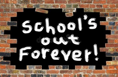 School Schools Out Holiday Season Brick Wall Chalk Sign Teacher Notice ...