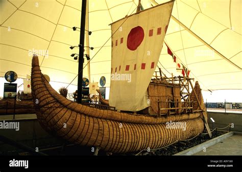 Thor Heyerdahl papyrus boat Guimar Pyramid Museum Tenerife Stock Photo - Alamy