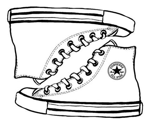 Converse Sketch Drawing Coloring Page Shoes